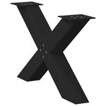 vidaXL Pieds de table basse en forme de X  2 pièces  noir  70 x (42-43) cm  acier