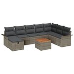 vidaXL Ensemble de canapé de jardin avec coussin 9 Pièces Gris Poly rotin