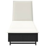 vidaXL Chaise longue avec roues et coussin noir résine tressée