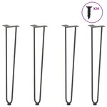 vidaXL Pieds en épingle à cheveux pour consoles  lot de 4  anthracite  72 cm  acier massif