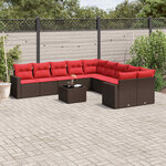 vidaXL Salon de jardin et coussins 11 Pièces marron résine tressée