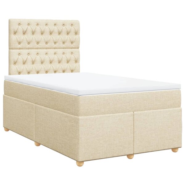 vidaXL Sommier à lattes de lit avec matelas Crème 120x200 cm Tissu