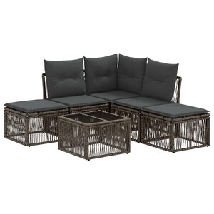 vidaXL Ensemble de canapé de jardin 6 Pièces Gris polyrotin