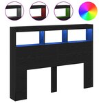 vidaXL Armoire tête de lit avec LED chêne noir 140x17x102 cm
