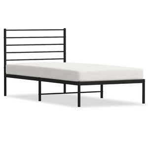 vidaXL Cadre de lit métal sans matelas avec tête de lit noir 100x190cm