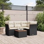 vidaXL Salon de jardin 5 Pièces avec coussins noir résine tressée
