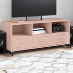 vidaXL Meuble TV rose 100 5x39x43 5 cm acier