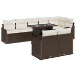 Ensemble de Canapé de Jardin vidaXL 9 Pièces avec Coussins Marron Rattan Poly