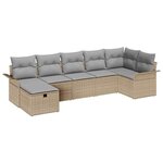 vidaXL Ensemble de canapé de jardin 7 pièces avec coussins beiges en poly rotin