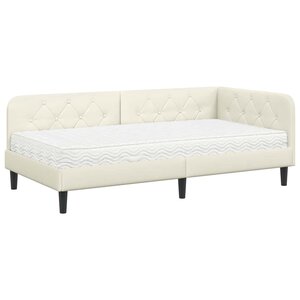 vidaXL Cadre de lit d'angle Crème 100 x 200 cm Velours