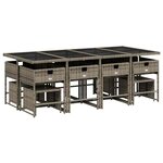 vidaXL Ensemble à manger de jardin coussins 13 Pièces gris résine tressée