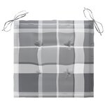 vidaXL Chaises de jardin et coussins à carreaux gris lot de 8 Teck