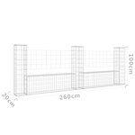 vidaXL Panier de gabion en forme de U avec 3 poteaux Fer 260x20x100 cm