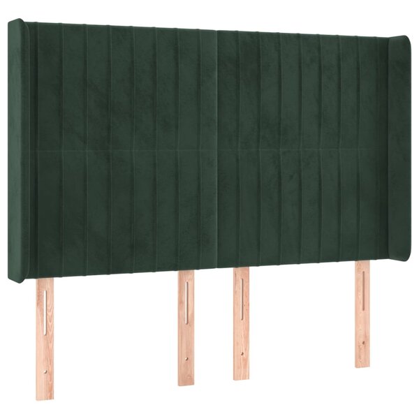 vidaXL Tête de lit avec oreilles Vert foncé 147x16x118/128 cm Velours