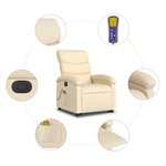 vidaXL Fauteuil inclinable de massage électrique Crème Tissu