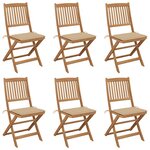 vidaXL Chaises pliables de jardin lot de 6 avec coussins Bois d'acacia
