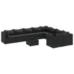 vidaXL Salon de jardin 10 Pièces avec coussins noir résine tressée