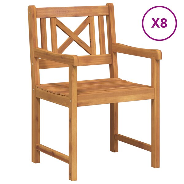 Chaises de jardin vidaXL 8 Pièces 56x55.5x90 cm Bois massif d'acacia