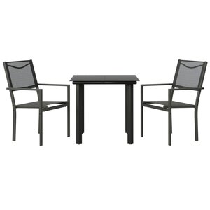vidaXL Ensemble à manger de jardin 3 Pièces noir textilène et acier