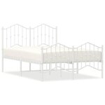 vidaXL Cadre de lit métal sans matelas et pied de lit blanc 120x200 cm