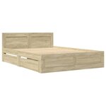 vidaXL Cadre de lit et tête de lit sans matelas chêne sonoma 135x190cm