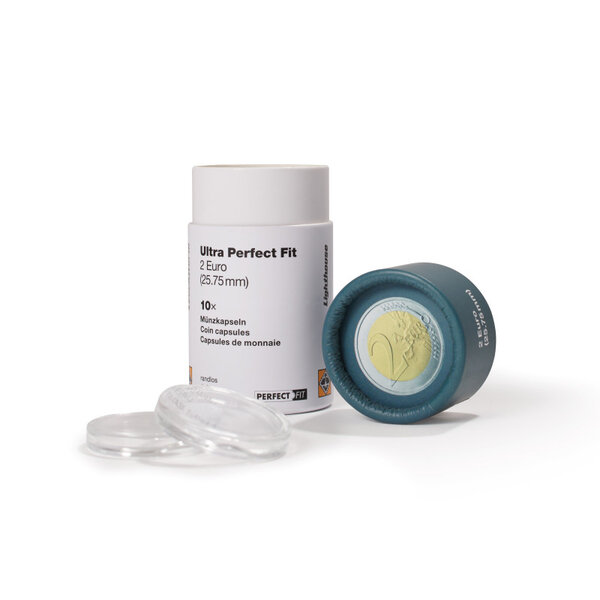 Capsules rondes ULTRA PERFECT FIT pour pièces de 2 euros. Paquet - 100 capsules