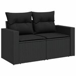 vidaXL Salon de jardin 6 Pièces avec coussins noir résine tressée acacia