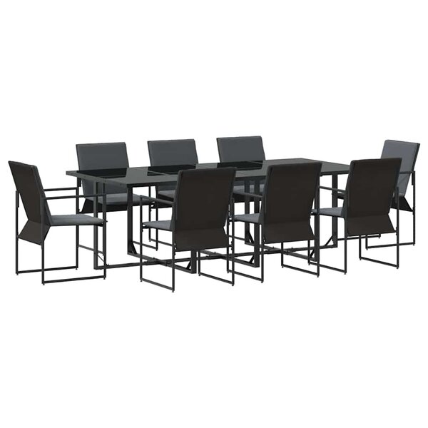 vidaXL Ensemble de salle à manger pour jardin 9 Pièces Noir Acier