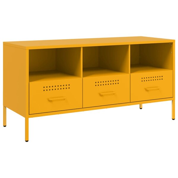 vidaXL Meuble TV jaune moutarde 100 5x39x50 5 cm acier