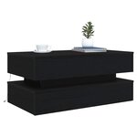 vidaXL Table basse avec lumières LED chêne noir 90x50x40 cm