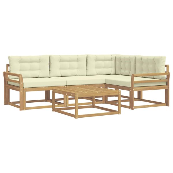 vidaXL Ensemble de canapés d'extérieur 5 pc Blanc et crème Polyester