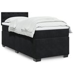 vidaXL Sommier à lattes de lit avec matelas noir simple velours