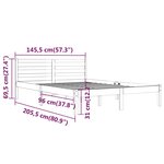 vidaXL Cadre de lit Bois massif de pin 140x200 cm Blanc