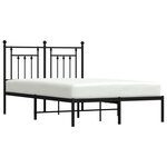 vidaXL Cadre de lit métal avec tête de lit noir 135x190 cm