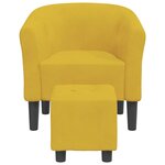 vidaXL Chaise cabriolet avec repose-pied jaune velours