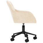 Chaise fauteuil siège pivotante de bureau informatique étude velours crème 02_0024103