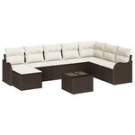 Set de canapé de jardin 8 pièces avec coussins gris poly rattan