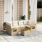 vidaXL Salon de jardin avec coussins 7 Pièces beige résine tressée