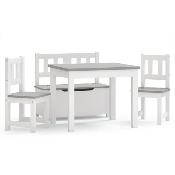vidaXL Ensemble de table et chaises enfants 4 Pièces Blanc et gris MDF