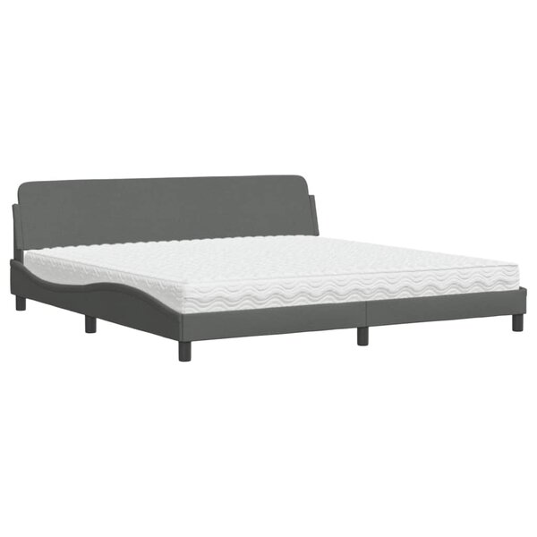 vidaXL Lit avec matelas Dover gris foncé 200x200 cm tissu