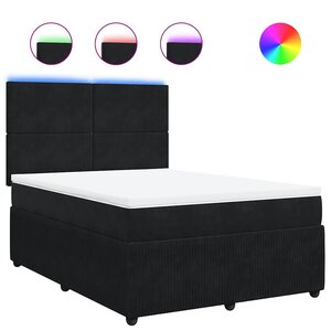 vidaXL Sommier à lattes de lit et matelas Noir 160x200 cm Velours