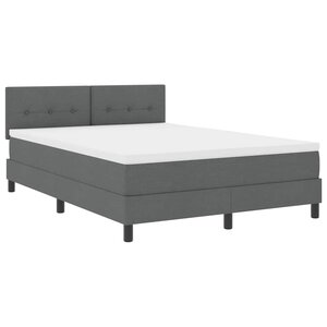 vidaXL Lit boxspring avec matelas Gris foncé 160 x 200 cm tissu