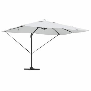 vidaXL Parasol Roma à Bras Déporté Beige et Noir 352 x 251 x 265 cm