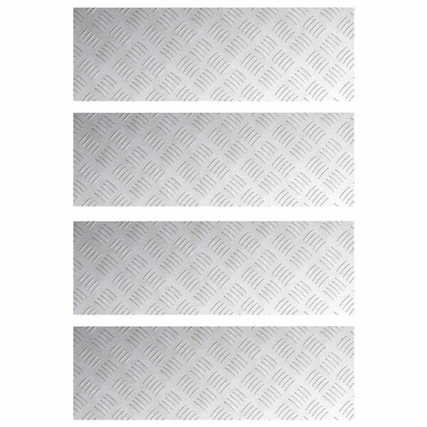 vidaXL Plaques à damier 4 Pièces Argent 75 x 25 cm Aluminium