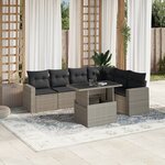 vidaXL Salon de jardin avec coussins 7 Pièces gris clair résine tressée