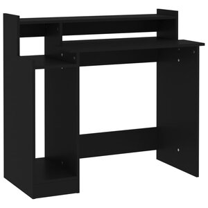 Bureau table poste de travail meuble d'ordinateur informatique étude avec lumières LED 97 x 45 x 90 cm bois d'ingénierie noir 02_0023434
