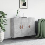 vidaXL Buffet gris béton 90x34x80 cm bois d'ingénierie
