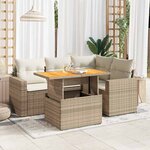 vidaXL Salon de jardin avec coussins 5 Pièces beige résine tressée