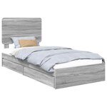 vidaXL Lit de Rangement Gris Sonoma 90 x 200 cm Bois d'ingénierie