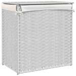 vidaXL Panier à linge avec 2 sections blanc 53x35x57 cm résine tressée